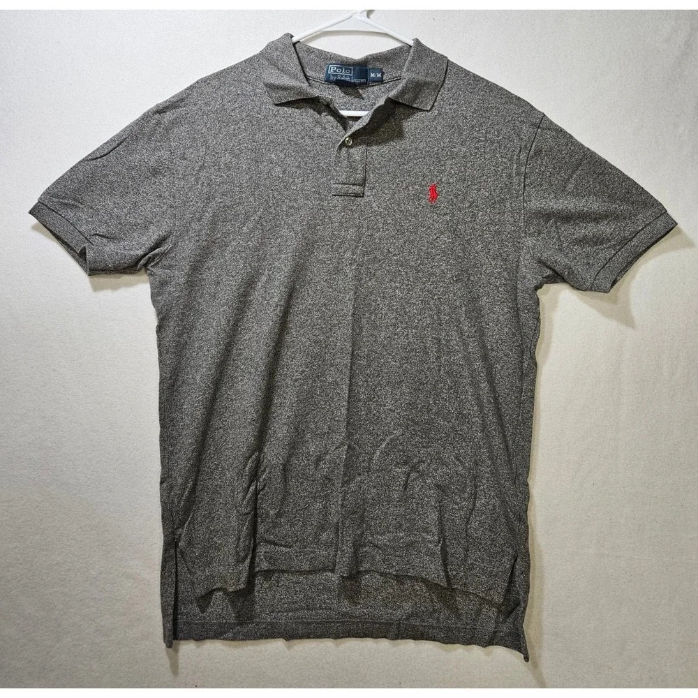 Polo Ralph Lauren Men's Short Sleeve Knit Polo Shirt Gray w/Red Pony Size MD EUC